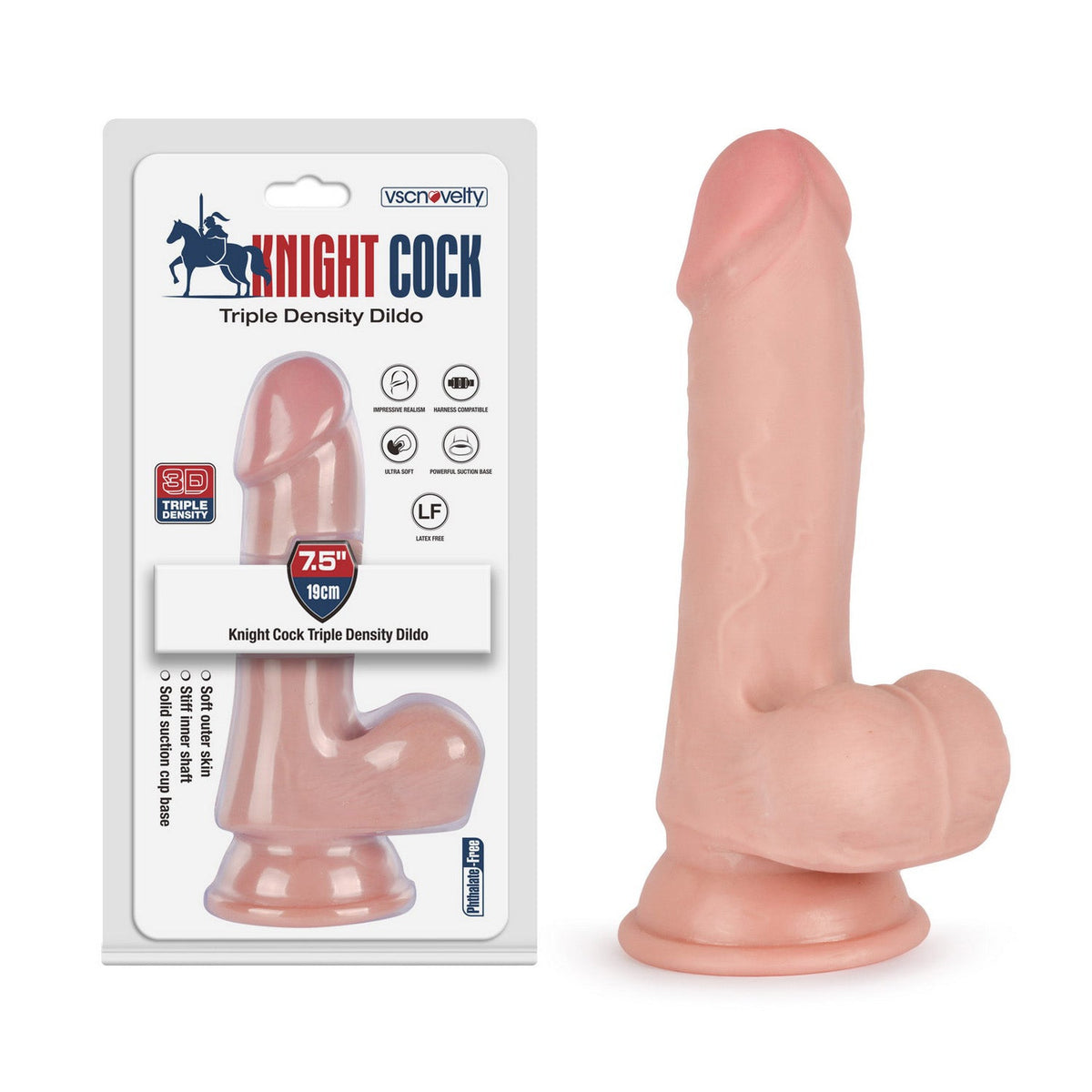 VSC Novelty - Knight Cock 3D Triple Density Dildo - 7.5"