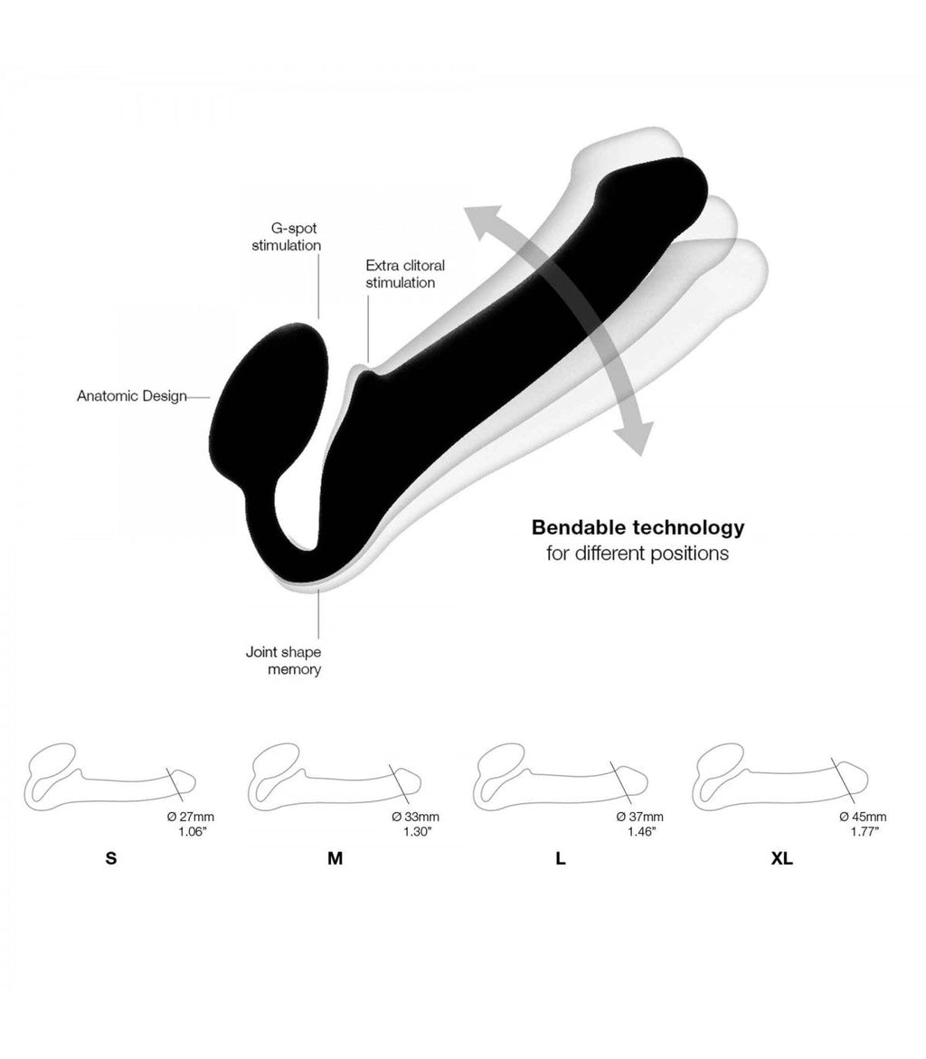 IMBRACATURA DILDO STRAP-ON FLESSIBILE MORBIDO SILICONE NERO XL