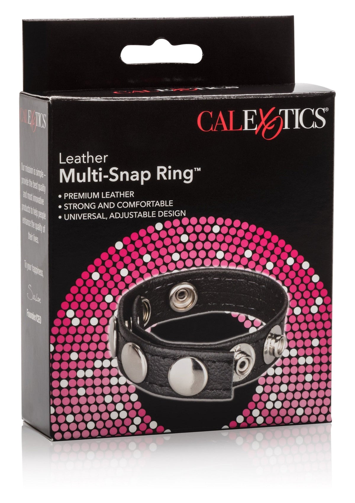 Anello multi-scatto in pelle nero