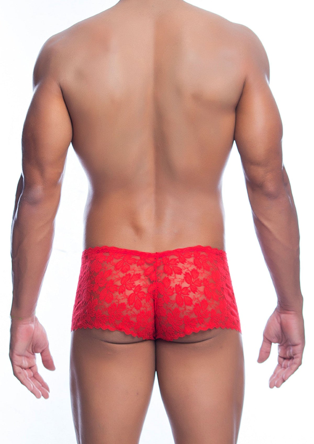 Rose Lace Boy Short rosso