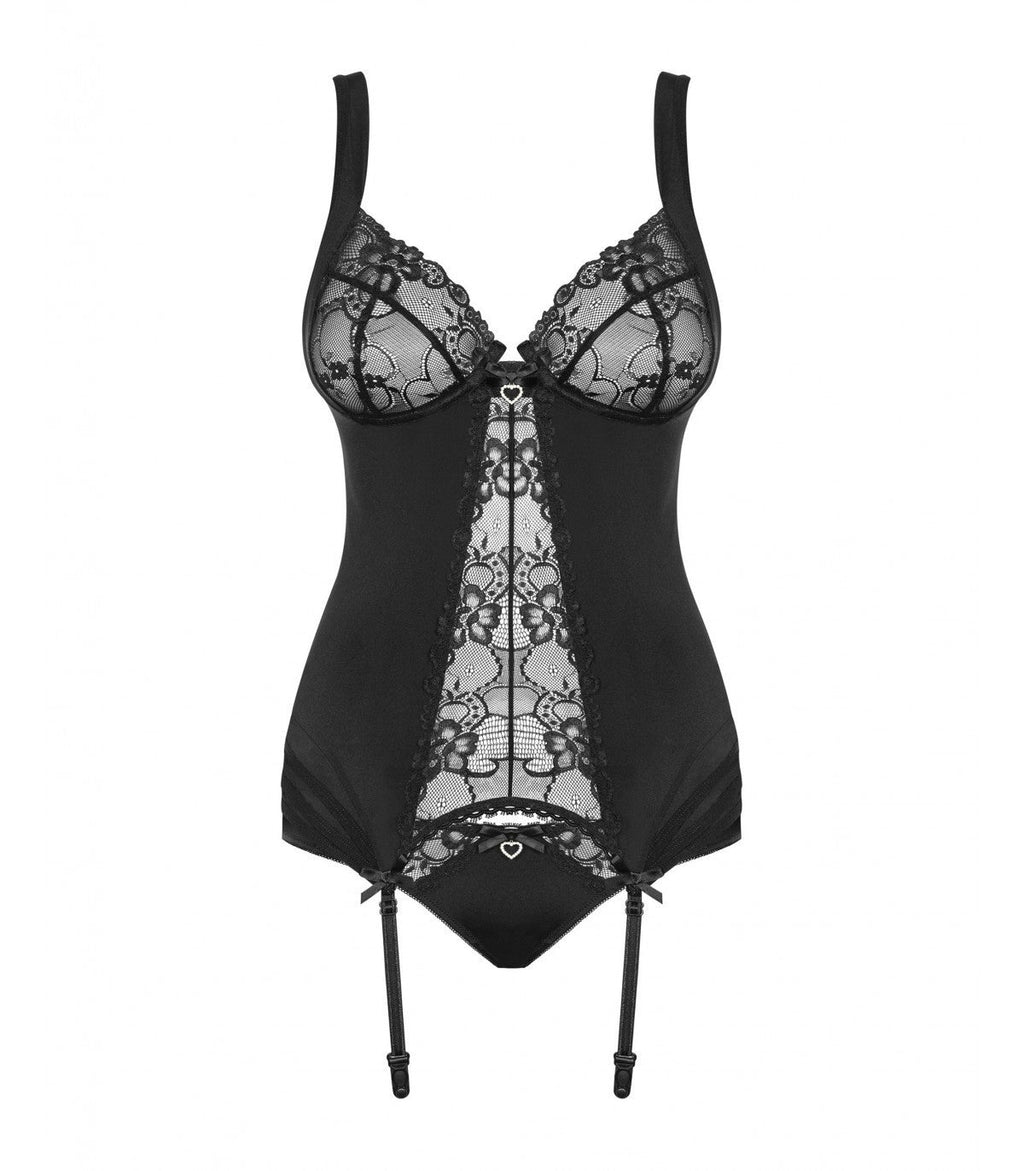 CORSETTO E PERIZOMA HEARTINA NERO S/M