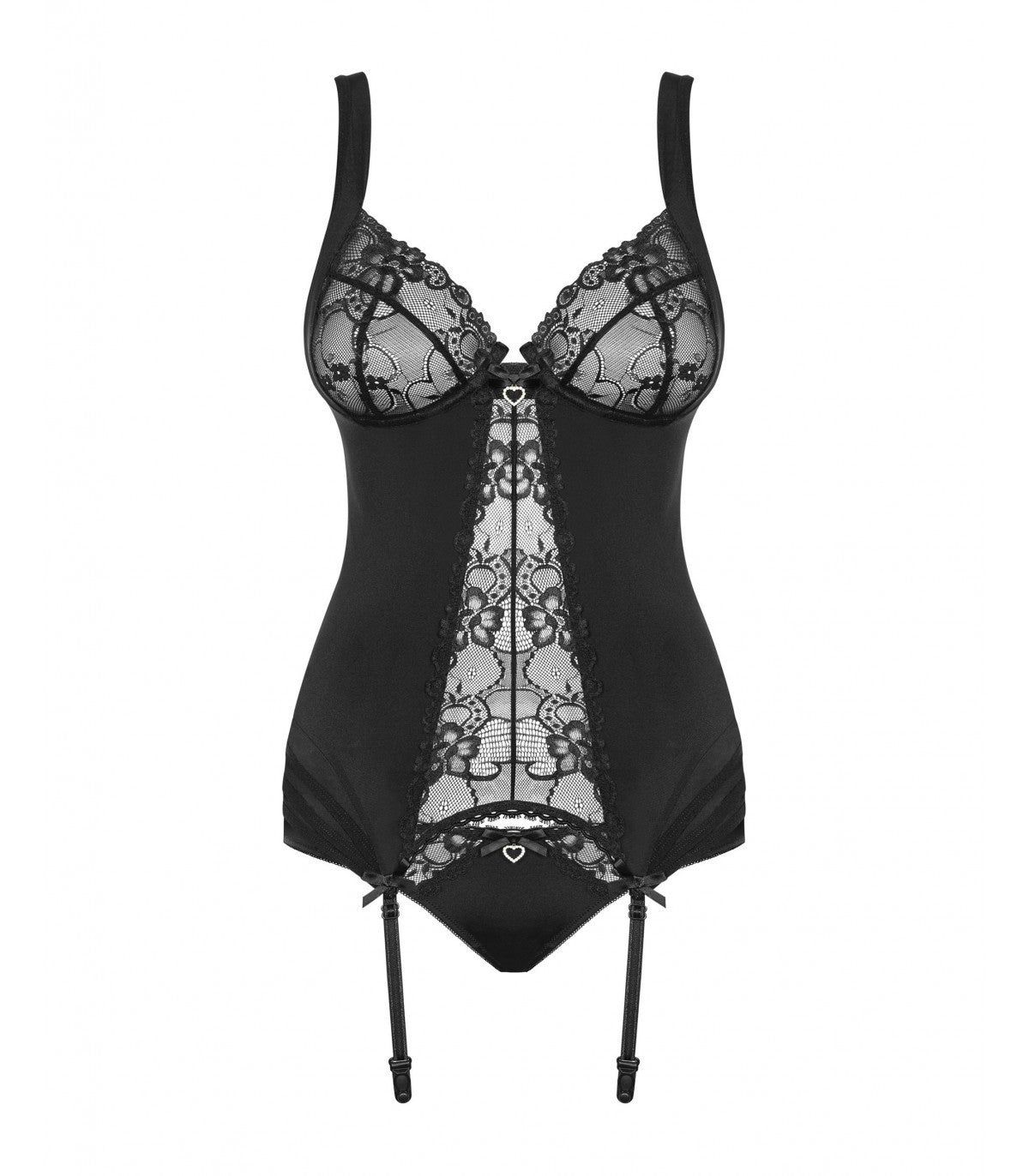 CORSETTO E PERIZOMA HEARTINA NERO L/XL