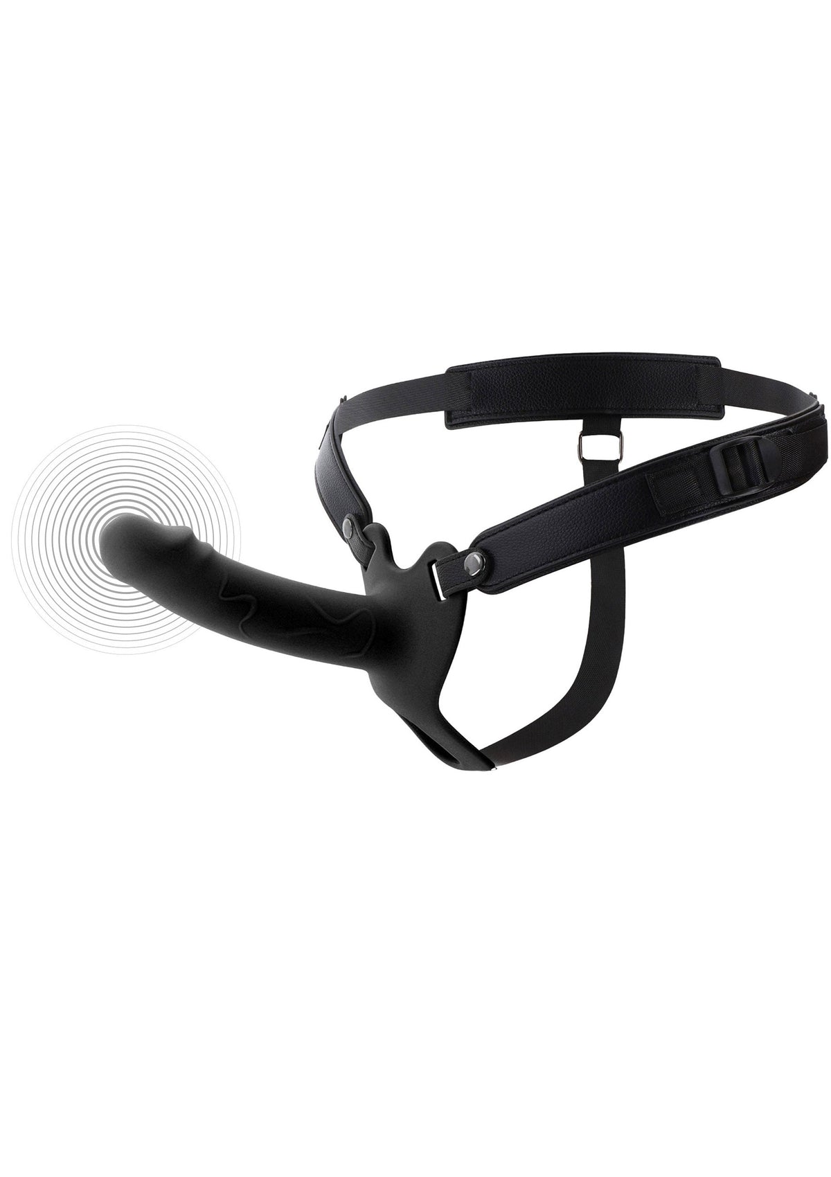 Strapon vibrante a forma di pene cavo in silicone, 16 cm, nero